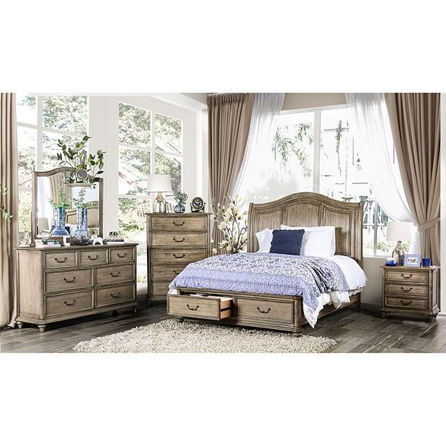  Color_Rustic Natural Tone  Size_King  -- Furniture of America Belgrade Panel Bed with Storage IMAGE 2