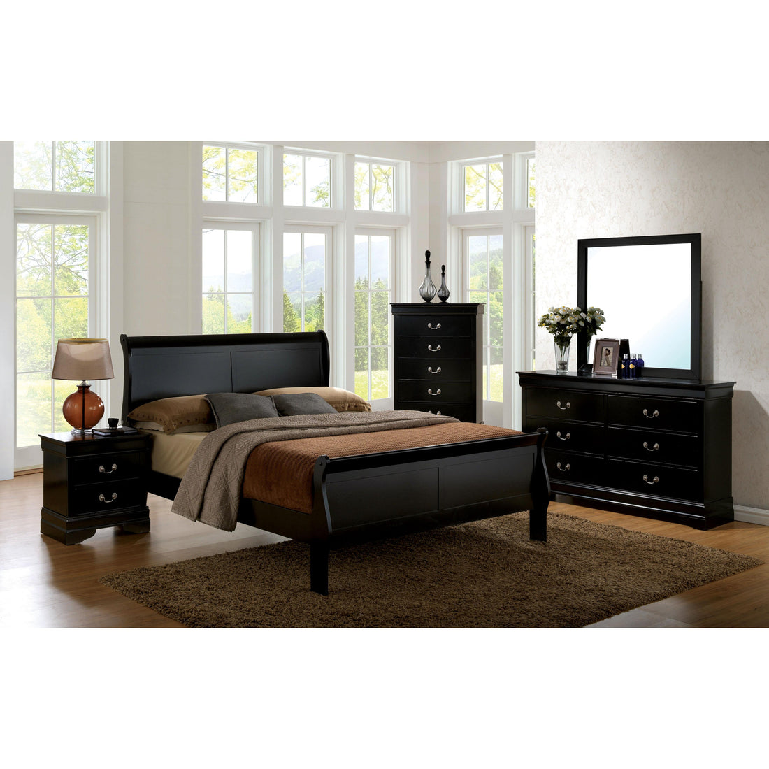  Furniture of America Louis Philippe Twin Sleigh Bed CM7866BK-T-BED IMAGE 1
