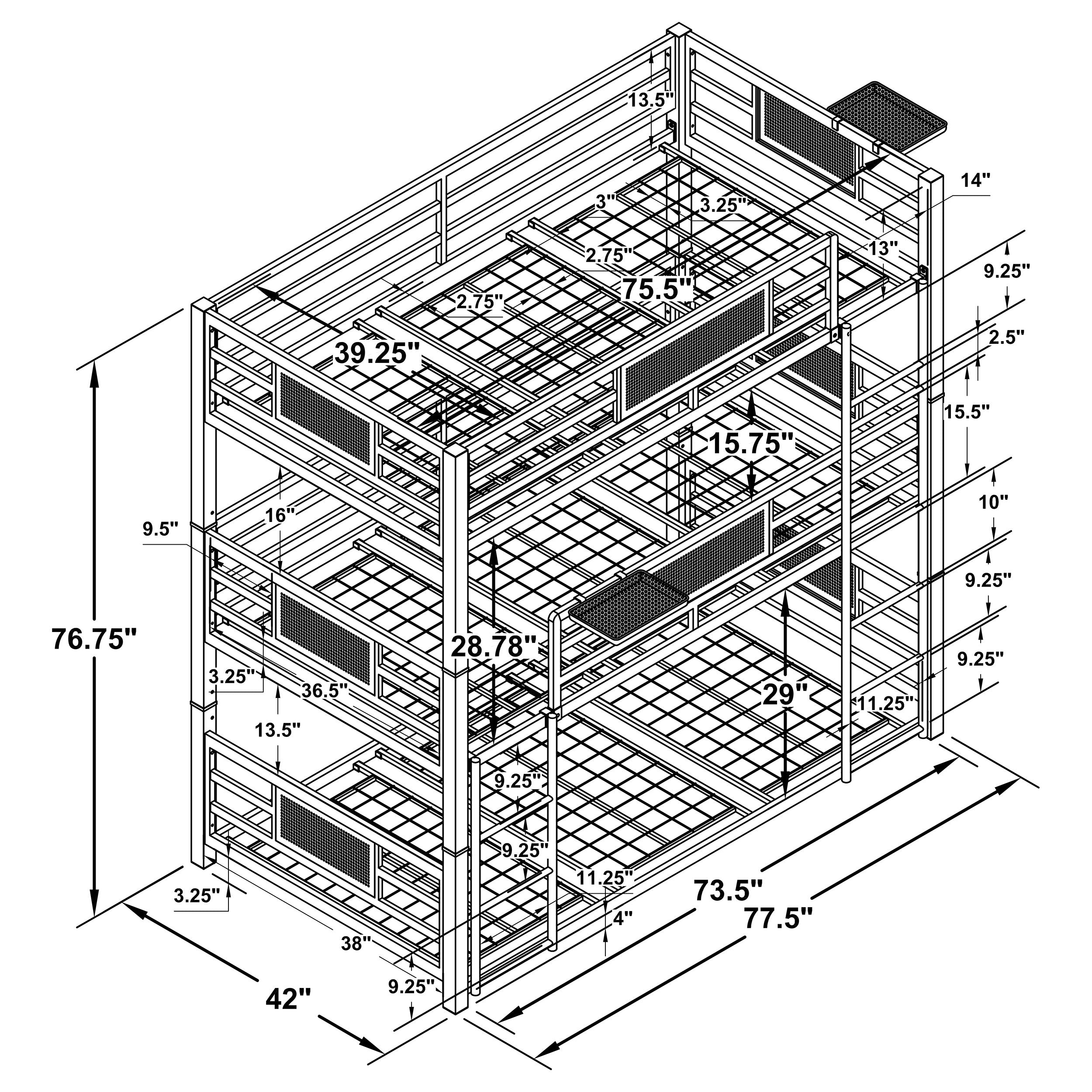 Empire Metal Triple Bunk Bed