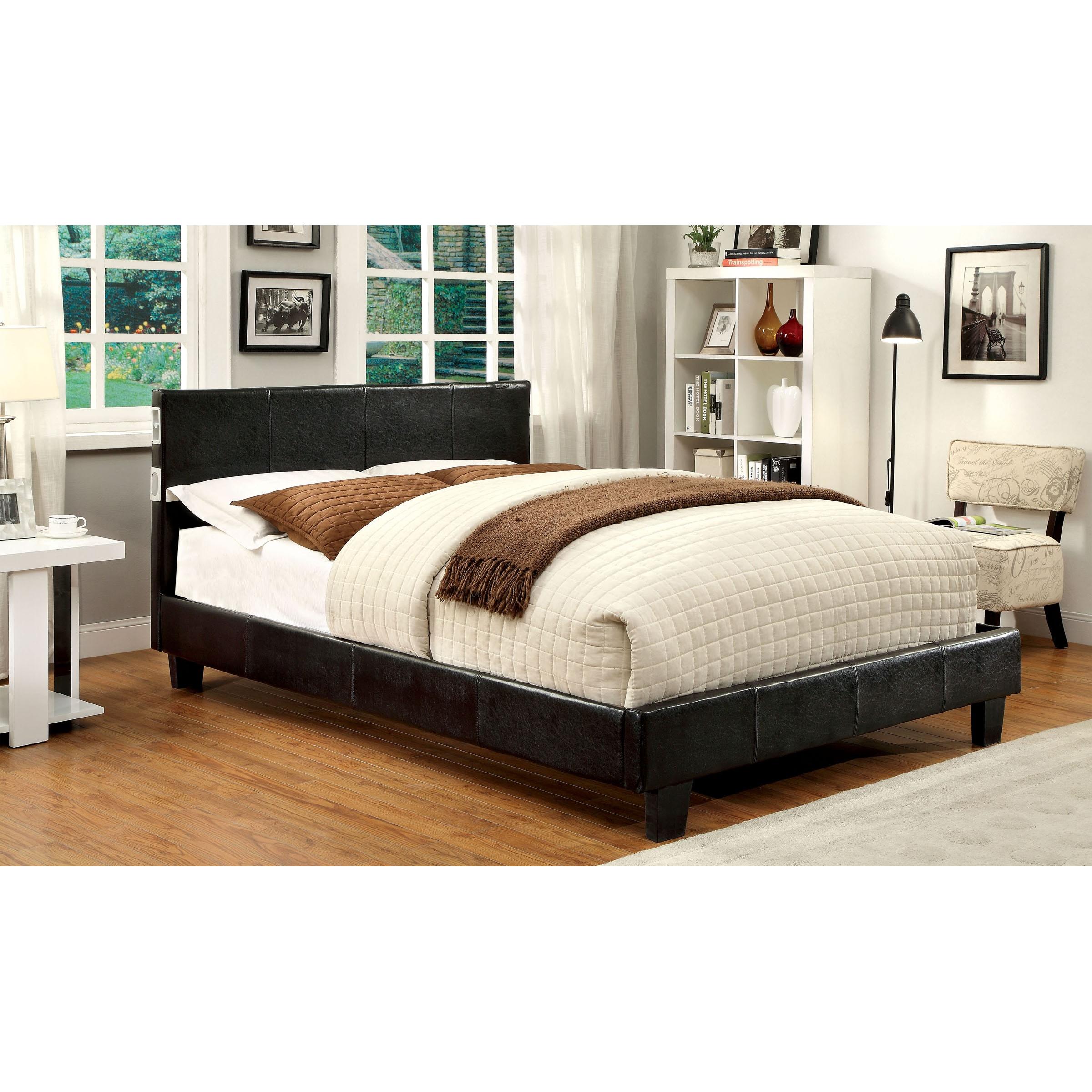  Color_Espresso  Size_King  -- Evans CM7099EX-EK-BED King Upholstered Panel Bed IMAGE 1