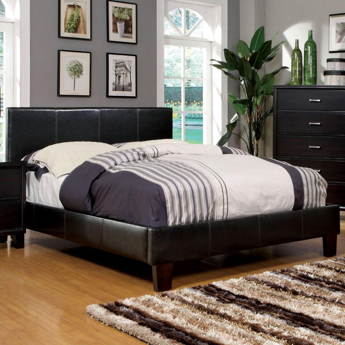  Color_Espresso  Size_California King  -- Furniture of America Winn Park Upholstered Panel Bed IMAGE 1