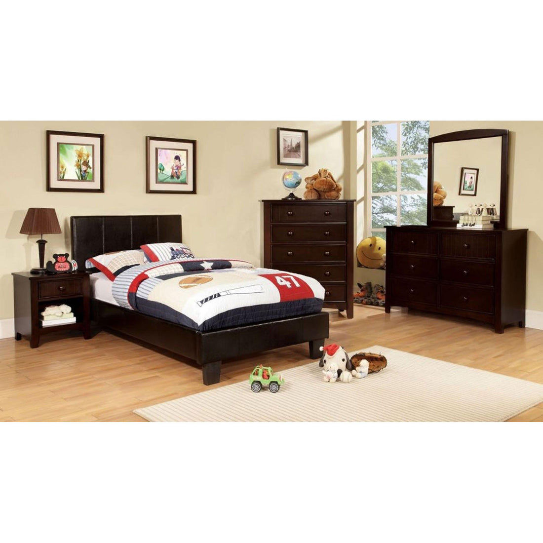  Furniture of America Winn Park Twin Upholstered Panel Bed CM7008T-BED IMAGE 1