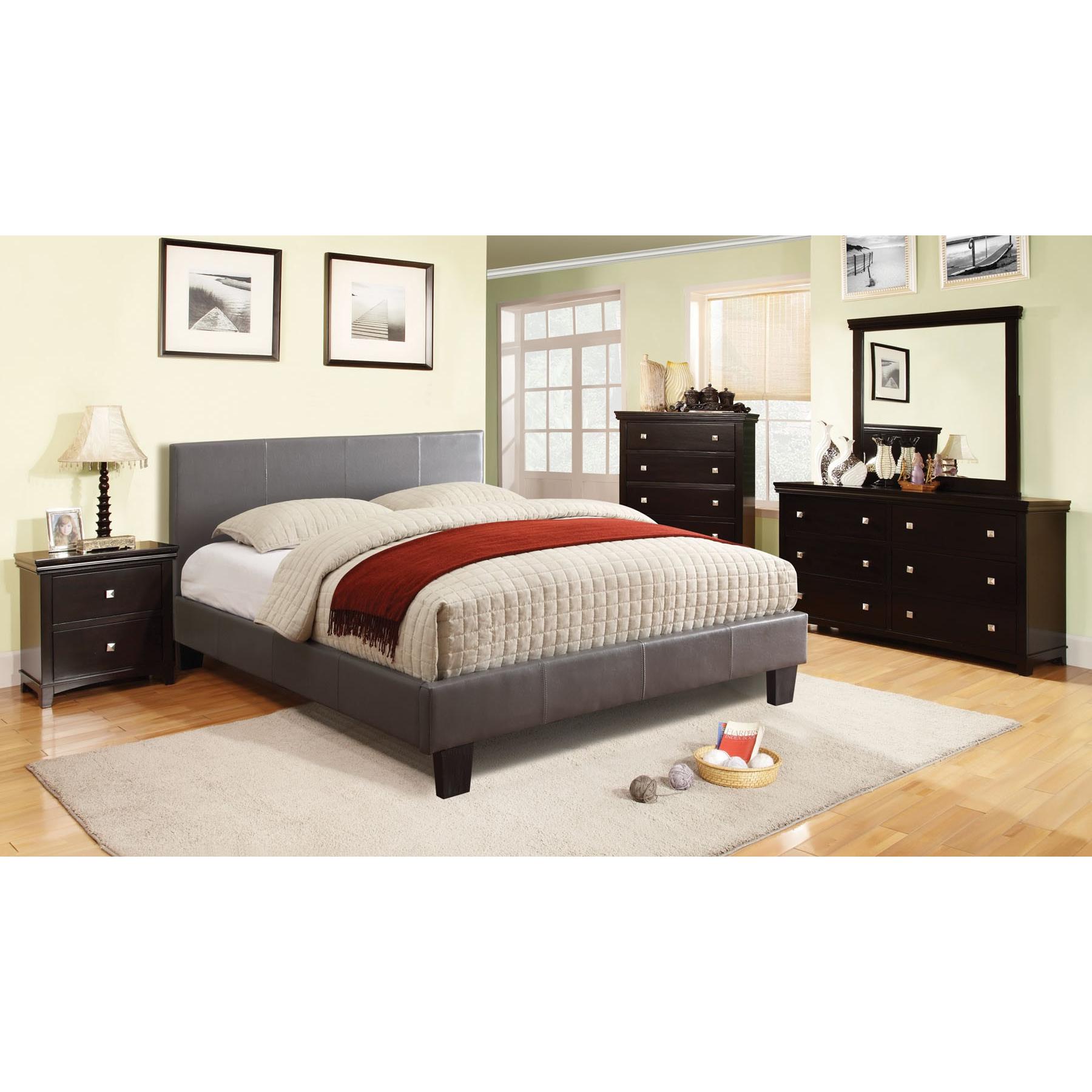  Color_Grey  Size_Twin  -- Winn Park CM7008GY-T-BED Twin Upholstered Panel Bed IMAGE 3