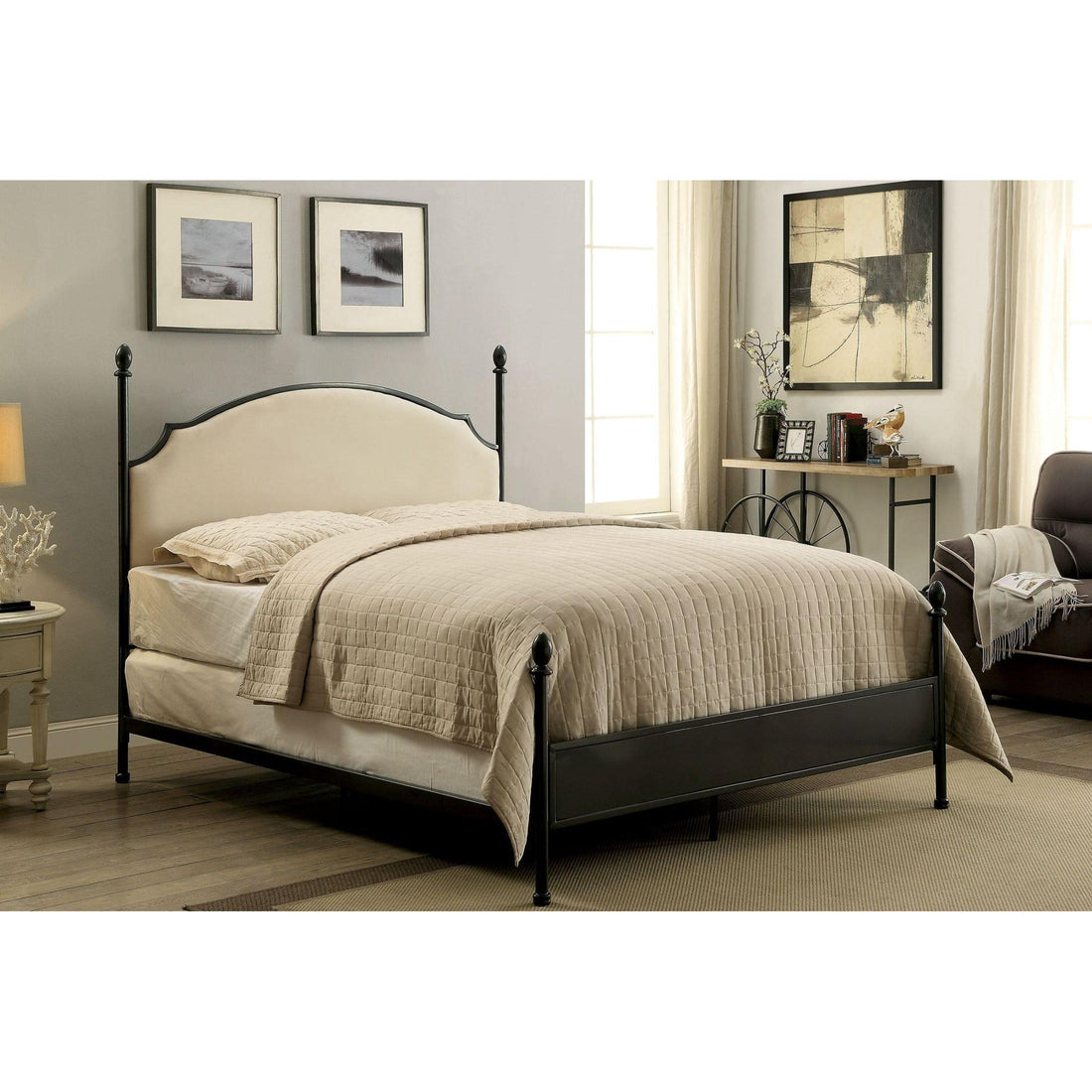  Furniture of America Sinead Twin Upholstered Poster Bed CM7420T IMAGE 1