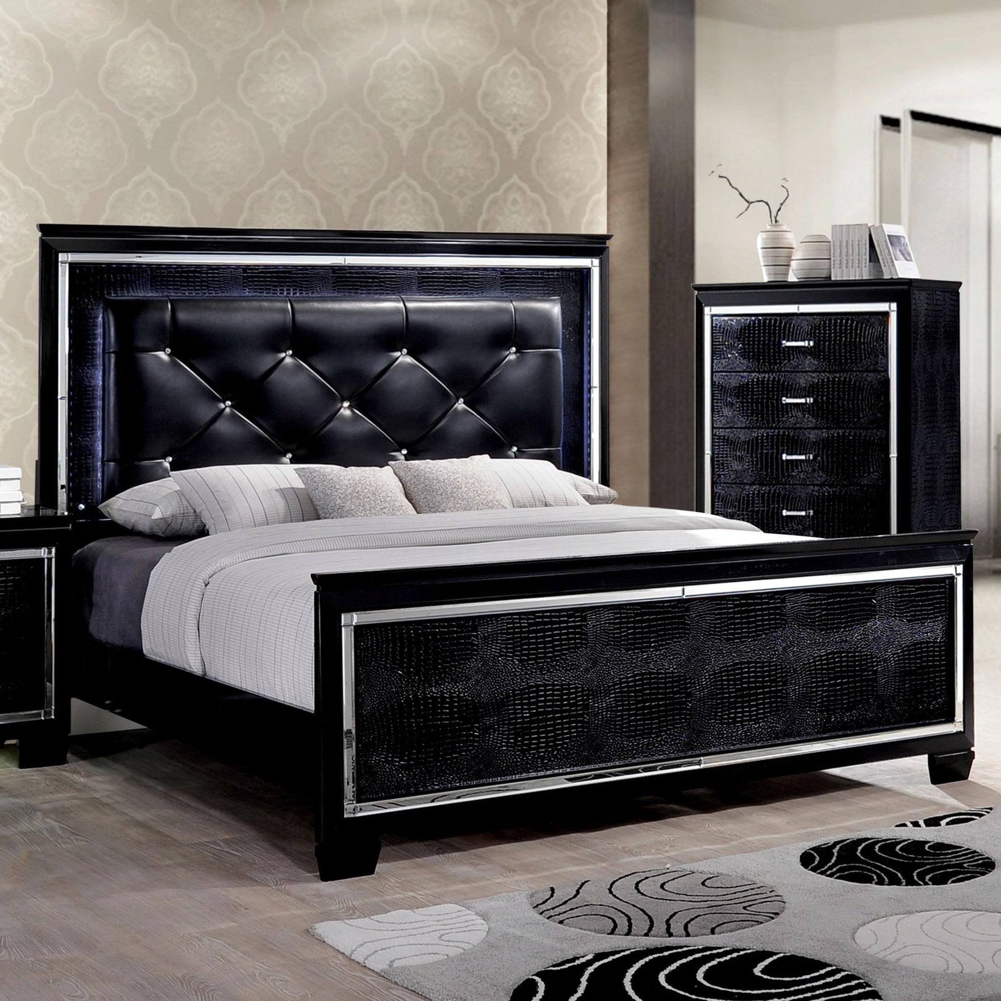  Color_Black  Size_California King  -- Bellanova Upholstered Panel Bed IMAGE 2