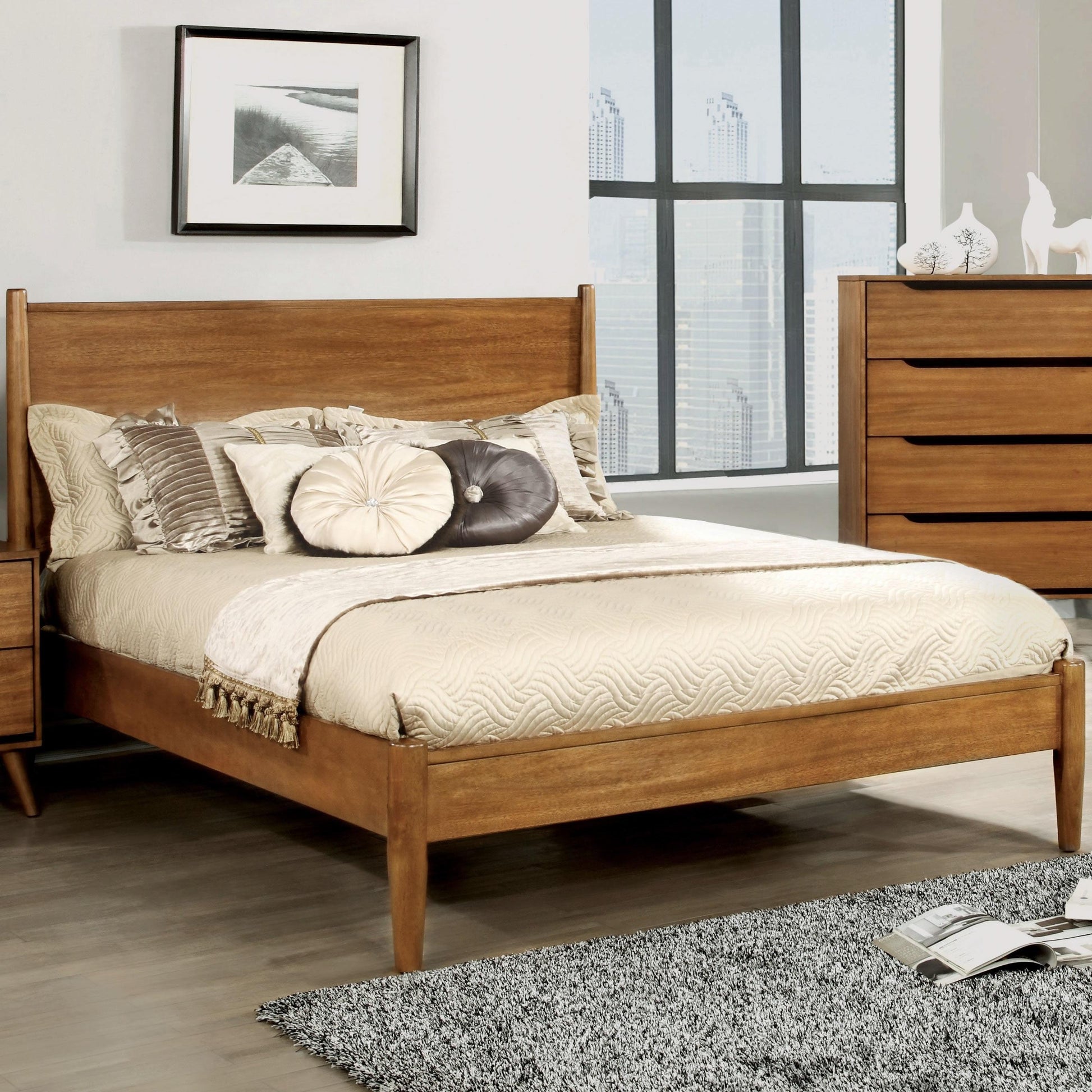  Color_Oak  Size_California King  -- Lennart CM7386A-CK California King Bed IMAGE 1