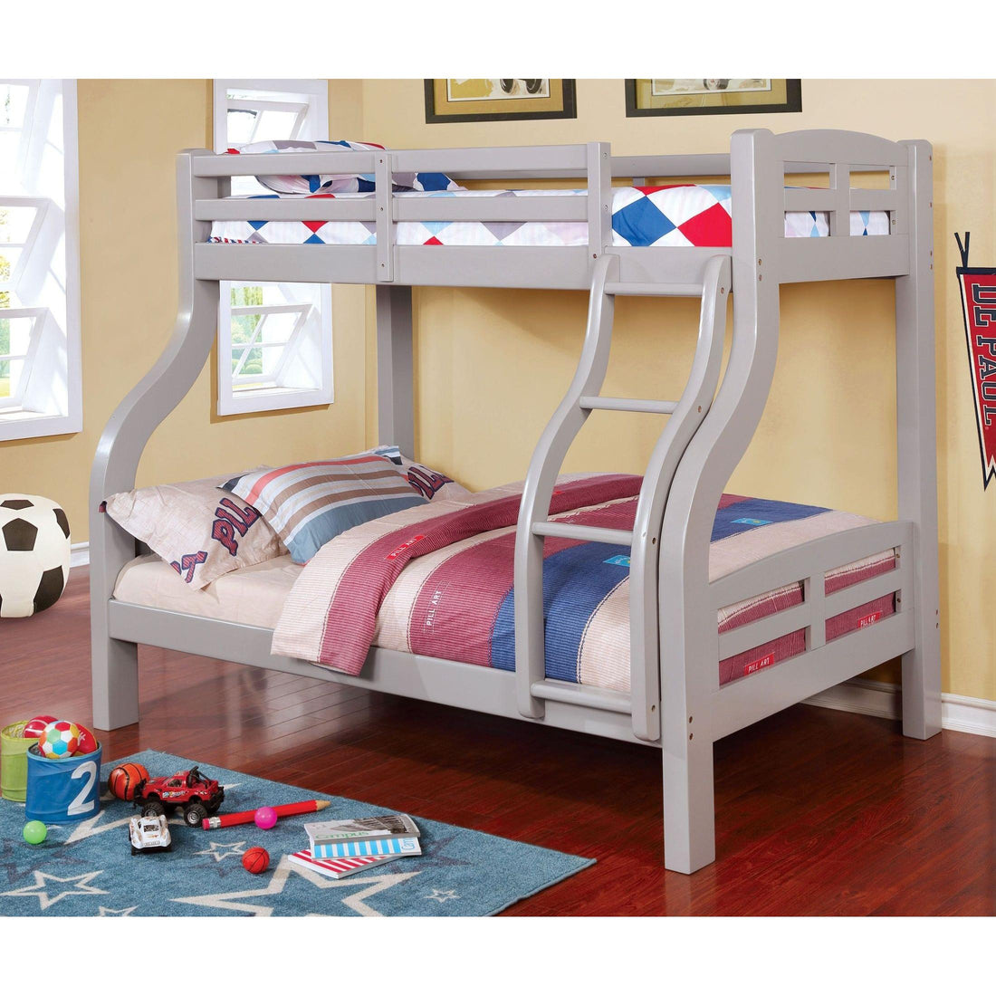  Furniture of America Solpine CM-BK618GY Twin/Full Bunk Bed IMAGE 1