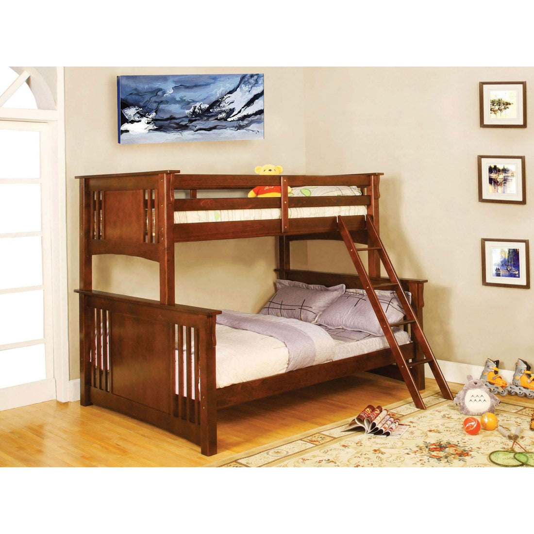  Furniture of America Spring Creek CM-BK602F-OAK Twin/Full Bunk Bed IMAGE 1