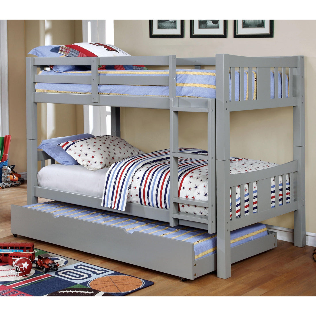  Furniture of America Cameron CM-BK929GY Twin/Twin Bunk Bed, Gray IMAGE 1