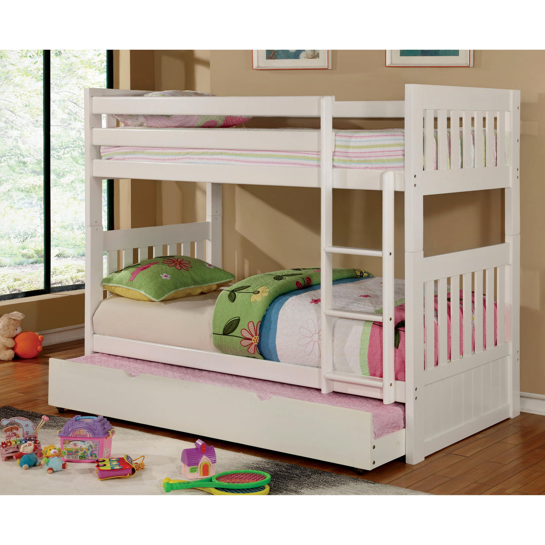  Furniture of America Canberra CM-BK607T-WH Twin/Twin Bunk Bed IMAGE 1