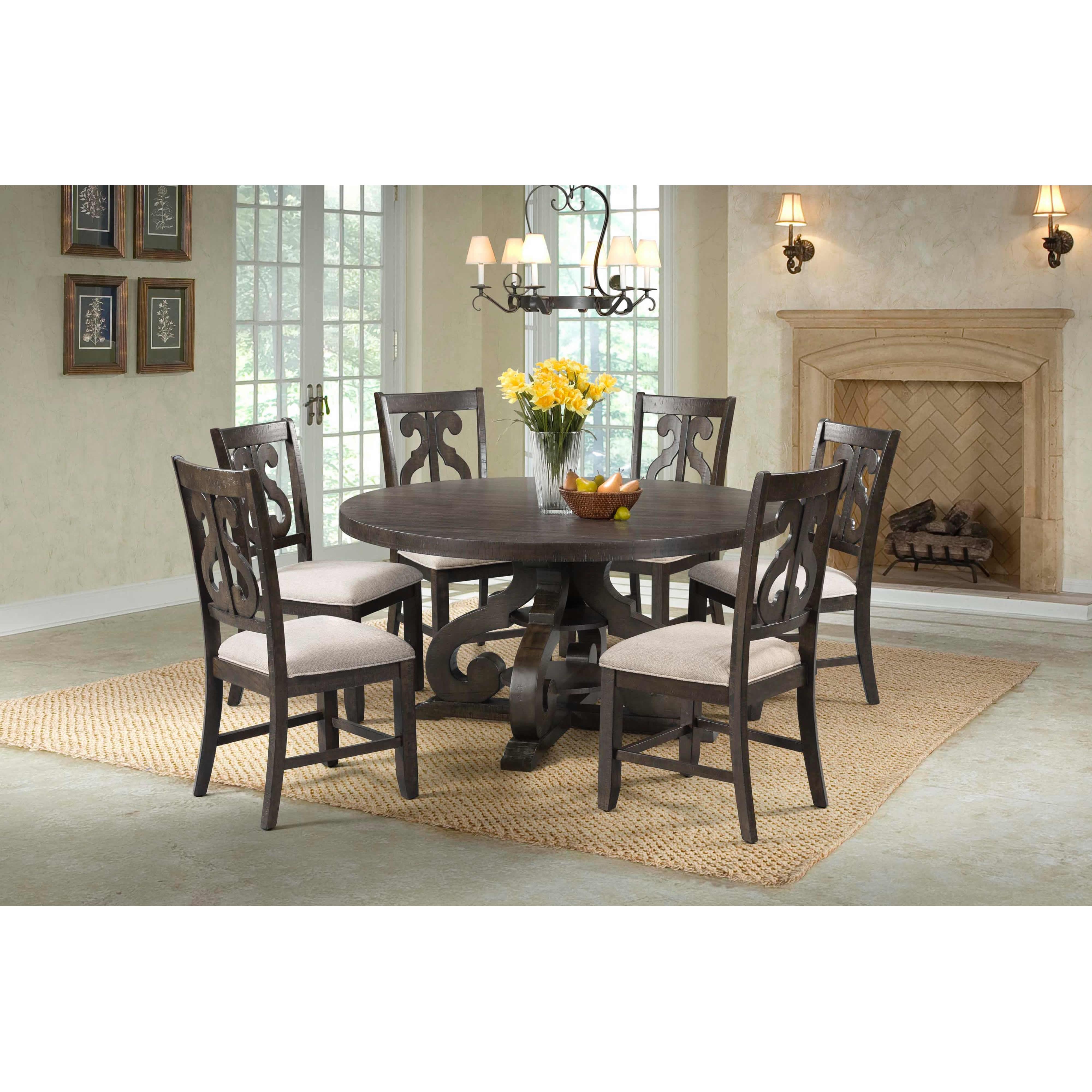  Elements International Round Stone Dining Table with Pedestal Base DST180DT IMAGE 5