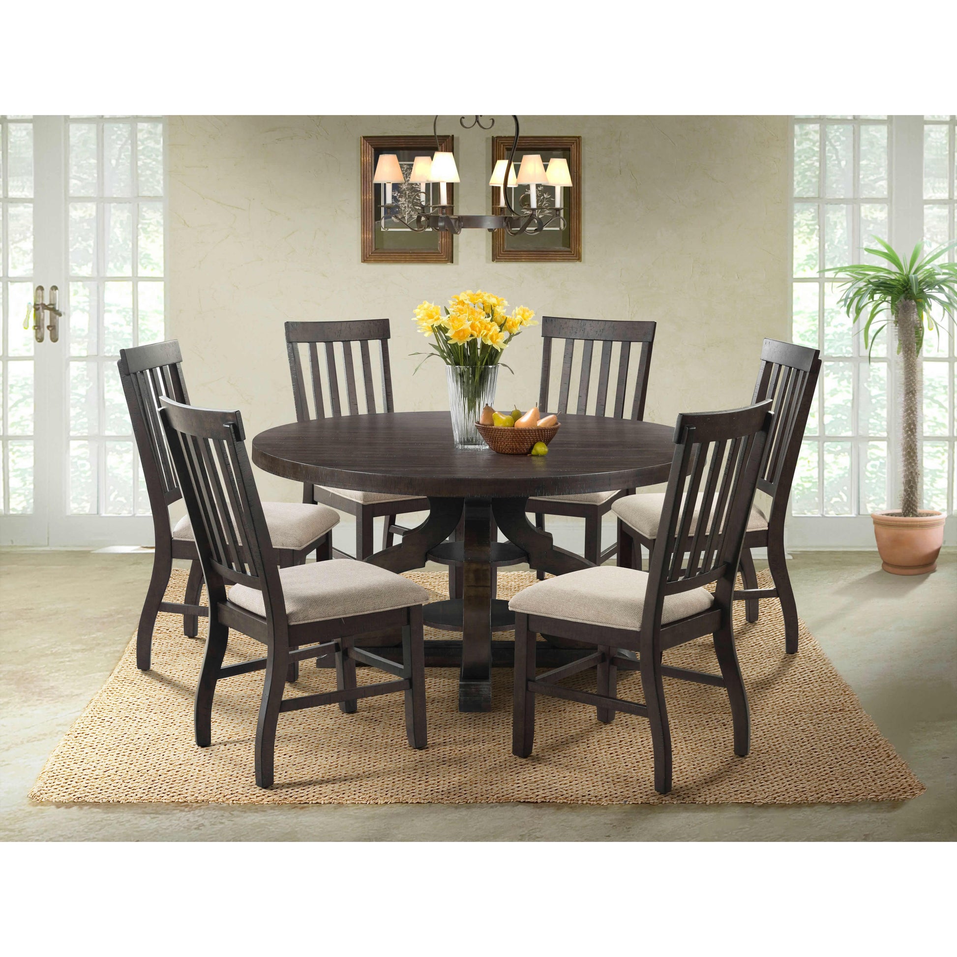  Elements International Round Stone Dining Table with Pedestal Base DST180DT IMAGE 7