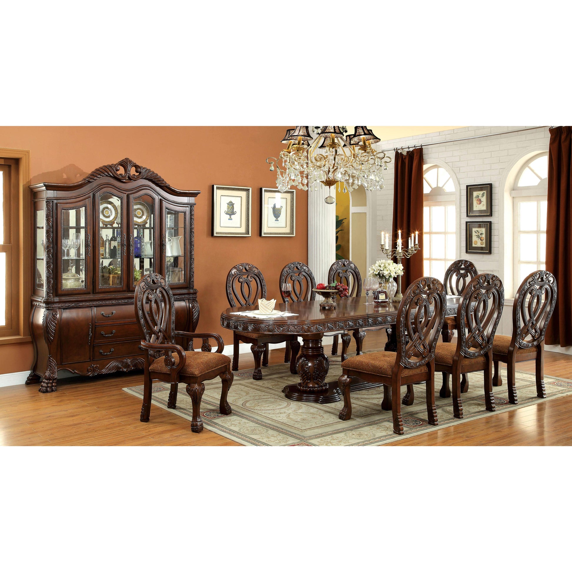  Furniture of America Oval Wyndmere Dining Table with Pedestal Base CM3186CH-T-TABLE IMAGE 5