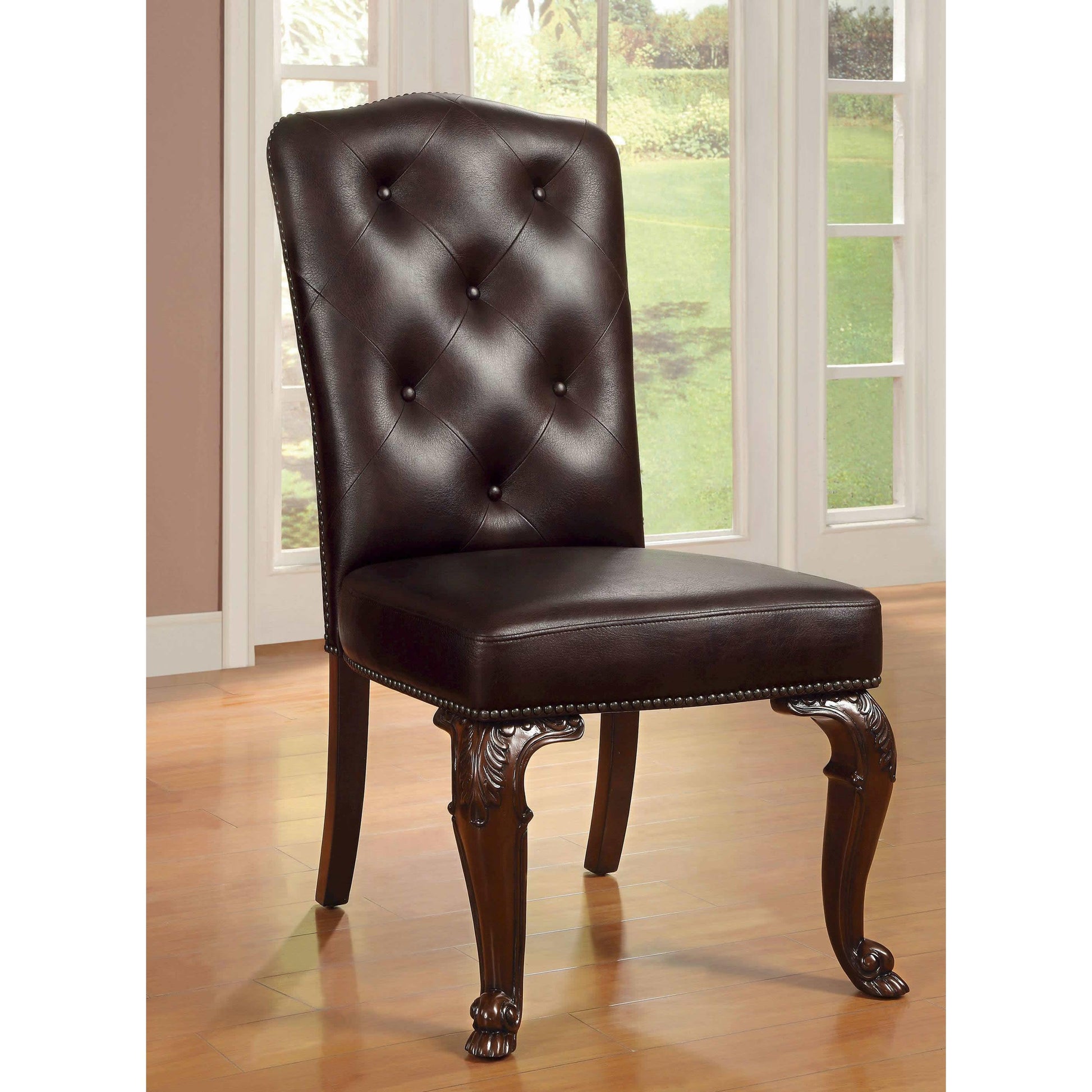  Furniture of America Bellagio CM3319L-SC-2PK Leatherette Side Chair IMAGE 3