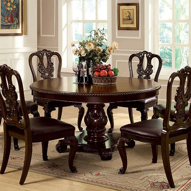  Furniture of America Round Bellagio Dining Table with Pedestal Base CM3319RT-TABLE IMAGE 1