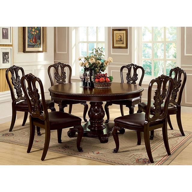 Furniture of America Round Bellagio Dining Table with Pedestal Base CM3319RT-TABLE IMAGE 2