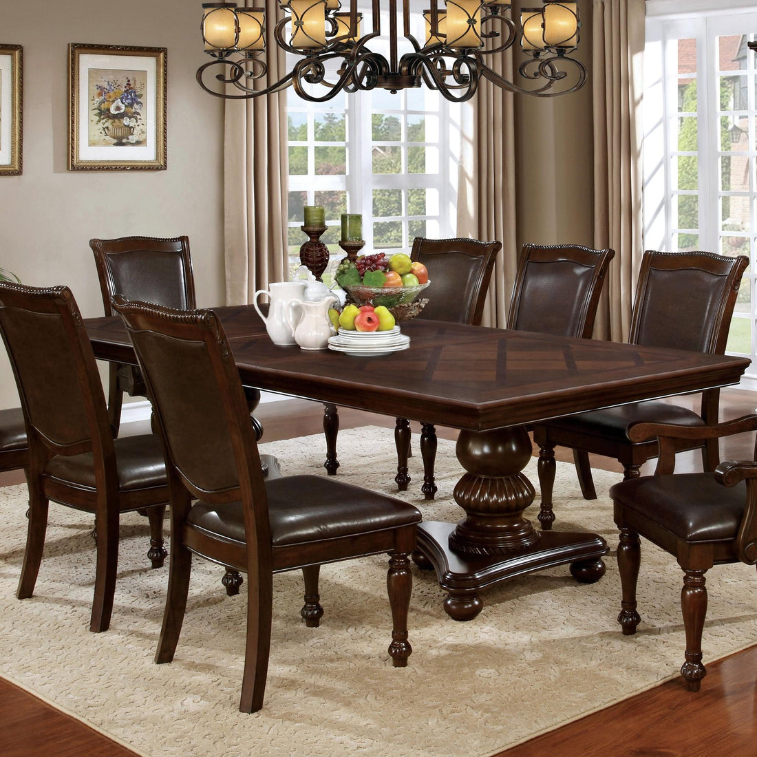  Furniture of America Alpena Dining Table with Pedestal Base CM3350T-TABLE IMAGE 1