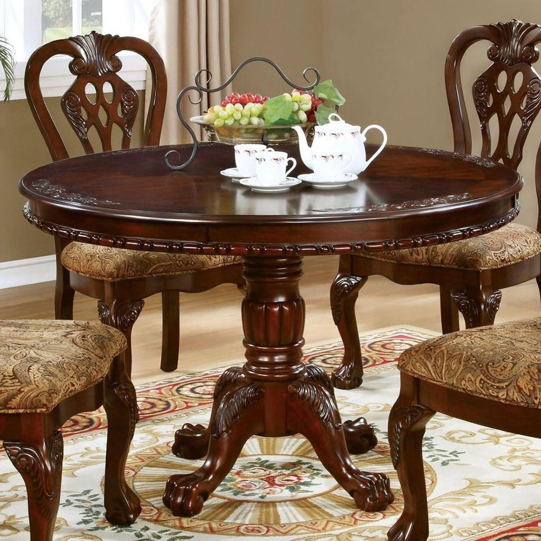  Furniture of America Round Elana Dining Table with Pedestal Base CM3212RT-TABLE IMAGE 1