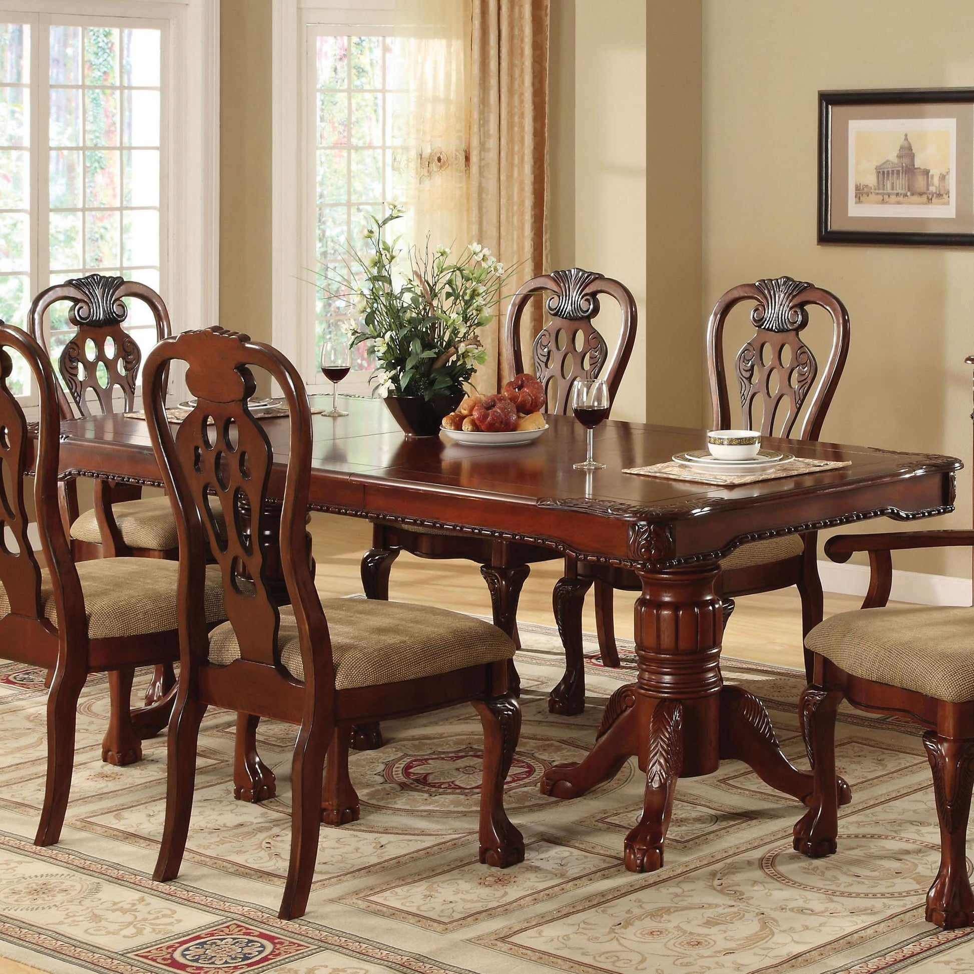  Furniture of America Georgetown Dining Table with Pedestal Base CM3222T-TABLE IMAGE 1
