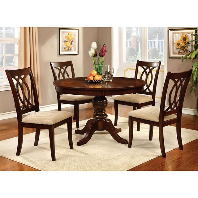  Furniture of America Round Carlisle Dining Table with Pedestal Base CM3778RT-TABLE IMAGE 2