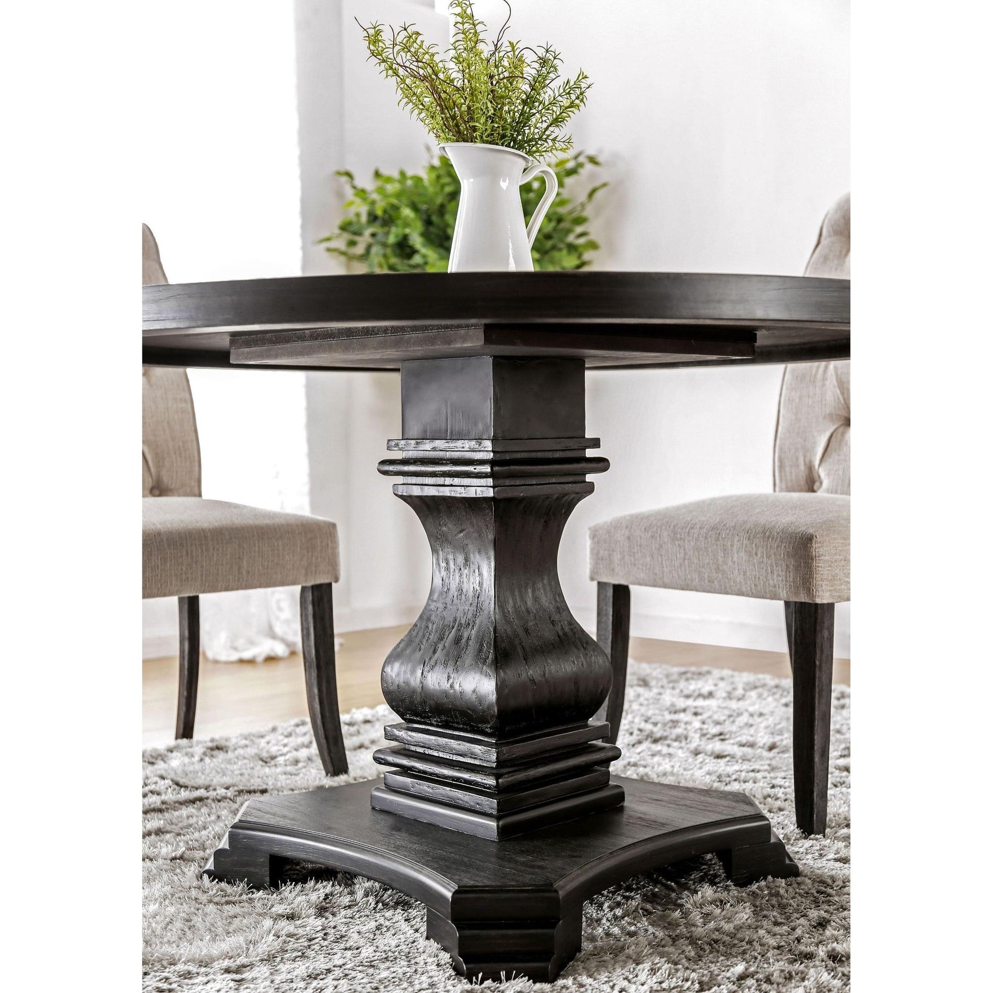  Furniture of America Round Nerissa Dining Table with Pedestal Base CM3840RT-TABLE IMAGE 2