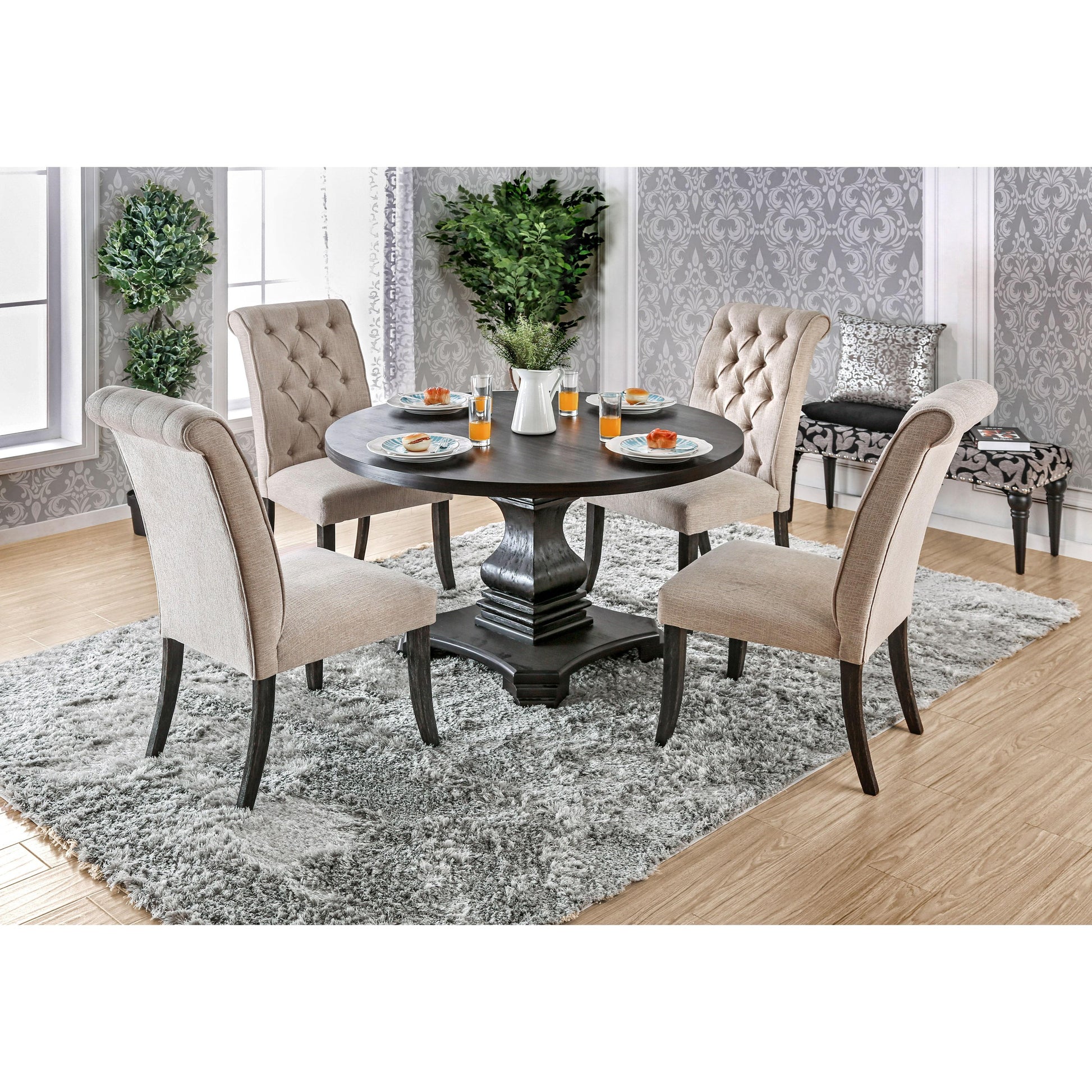  Furniture of America Round Nerissa Dining Table with Pedestal Base CM3840RT-TABLE IMAGE 5
