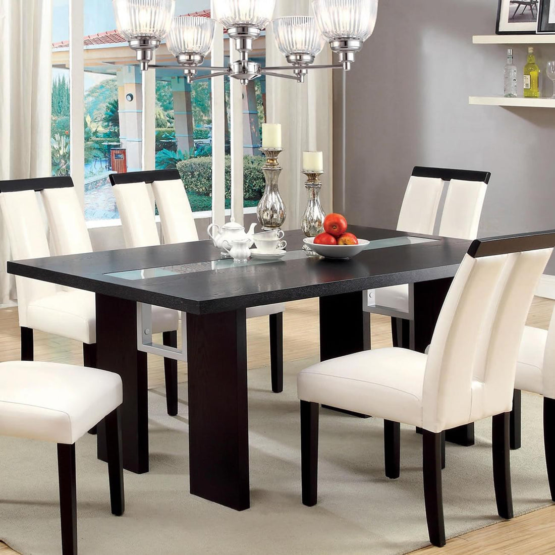  Furniture of America Luminar Dining Table with Glass Top CM3559T IMAGE 1