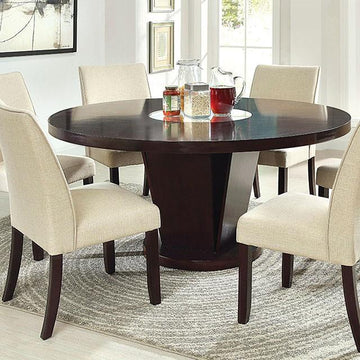  Furniture of America Round Cimma Dining Table with Pedestal Base CM3556T-TABLE IMAGE 1