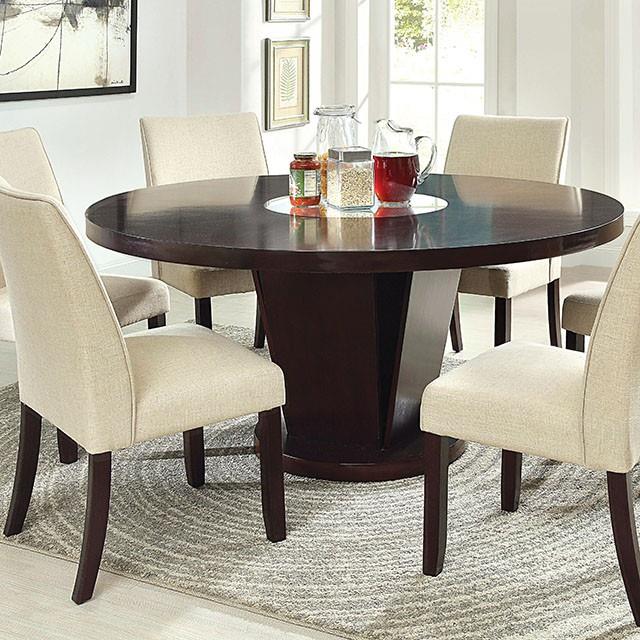  Furniture of America Round Cimma Dining Table with Pedestal Base CM3556T-TABLE IMAGE 1