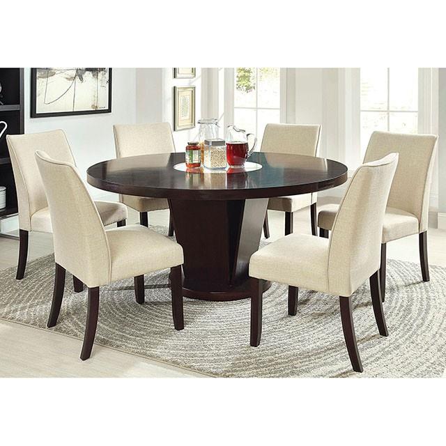  Furniture of America Round Cimma Dining Table with Pedestal Base CM3556T-TABLE IMAGE 1
