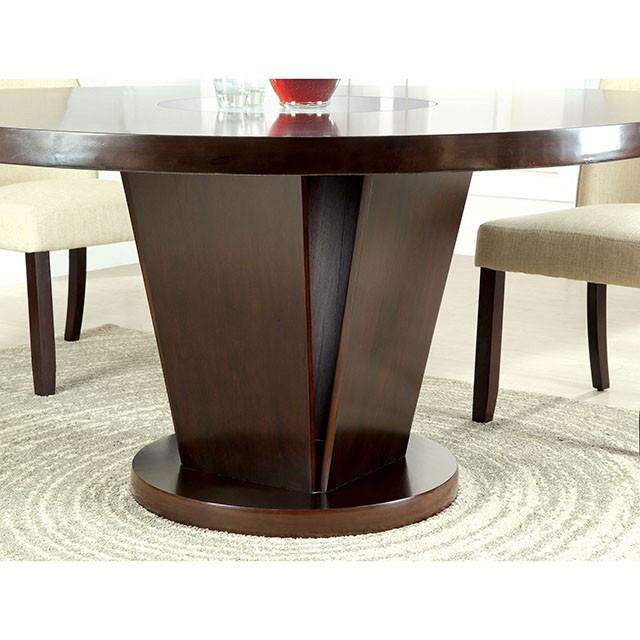  Furniture of America Round Cimma Dining Table with Pedestal Base CM3556T-TABLE IMAGE 5