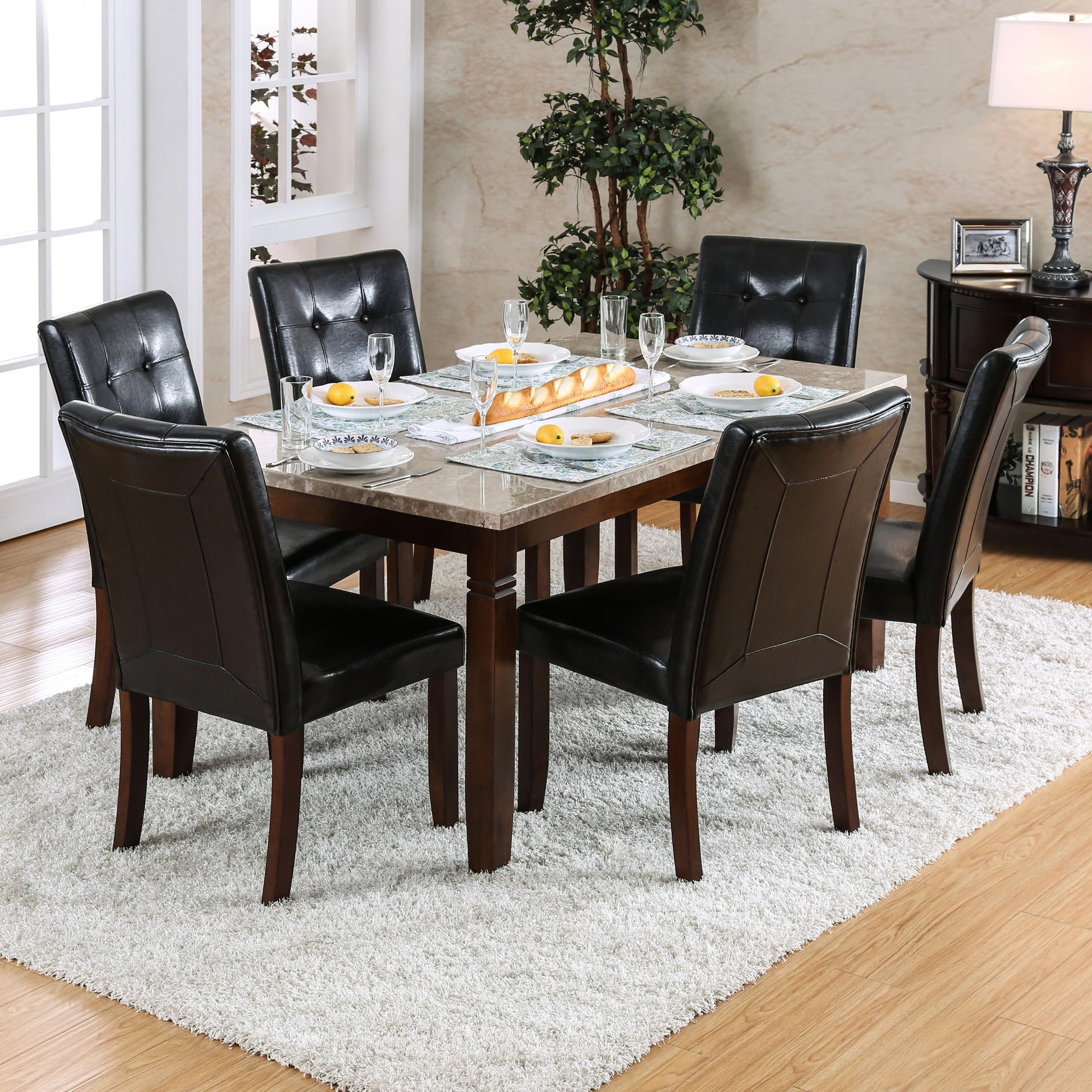  Furniture of America Marstone Dining Table with Marble Top CM3368T IMAGE 4