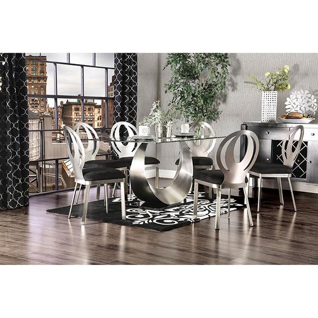  Furniture of America Orla Dining Table with Glass Top and Pedestal Base CM3726T-TABLE IMAGE 1