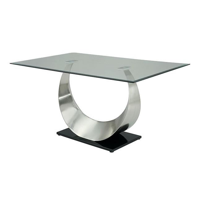  Furniture of America Orla Dining Table with Glass Top and Pedestal Base CM3726T-TABLE IMAGE 8