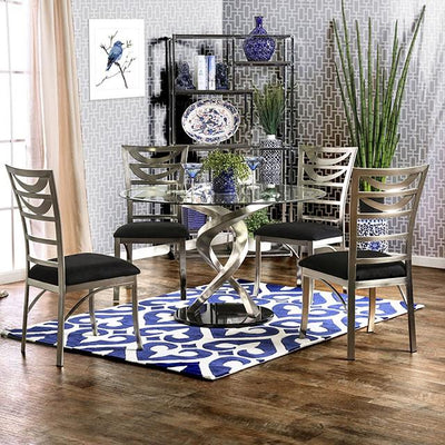  Furniture of America Roxo Dining Table with Glass Top and Pedestal Base CM3729T-TABLE IMAGE 1