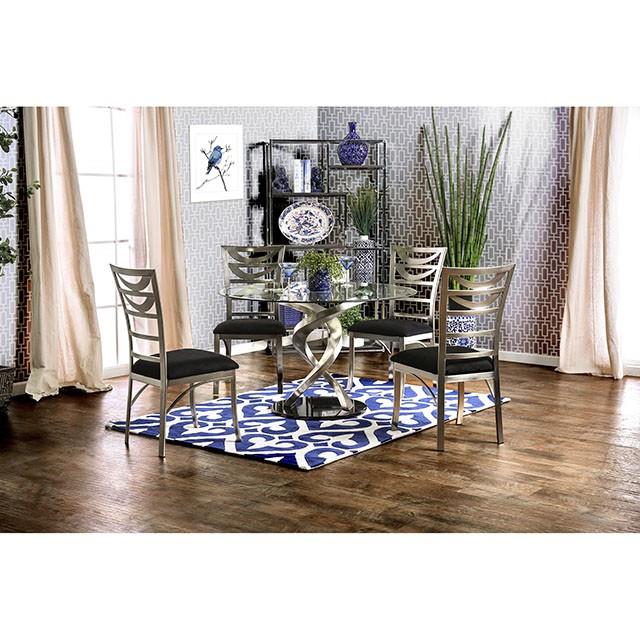 Furniture of America Roxo Dining Table with Glass Top and Pedestal Base CM3729T-TABLE IMAGE 1