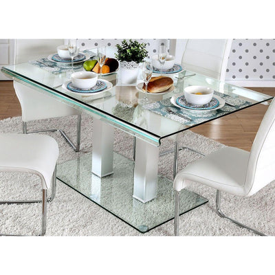  Furniture of America Richfield Dining Table with Glass Top and Pedestal Base CM3362T-TABLE IMAGE 1