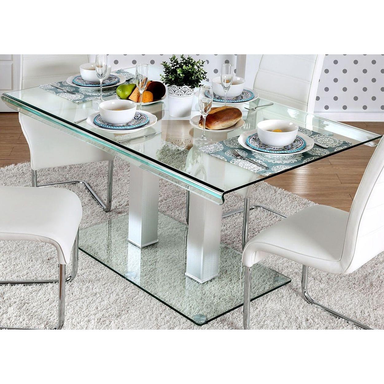  Furniture of America Richfield Dining Table with Glass Top and Pedestal Base CM3362T-TABLE IMAGE 1