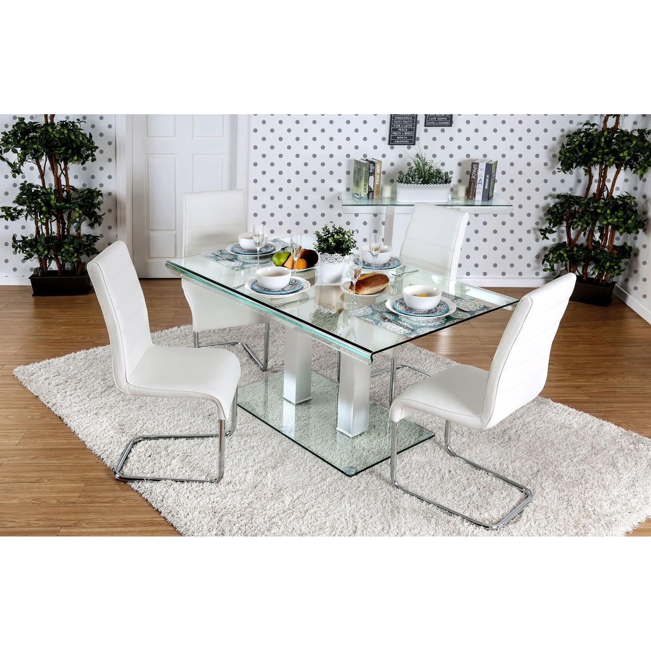  Furniture of America Richfield Dining Table with Glass Top and Pedestal Base CM3362T-TABLE IMAGE 4