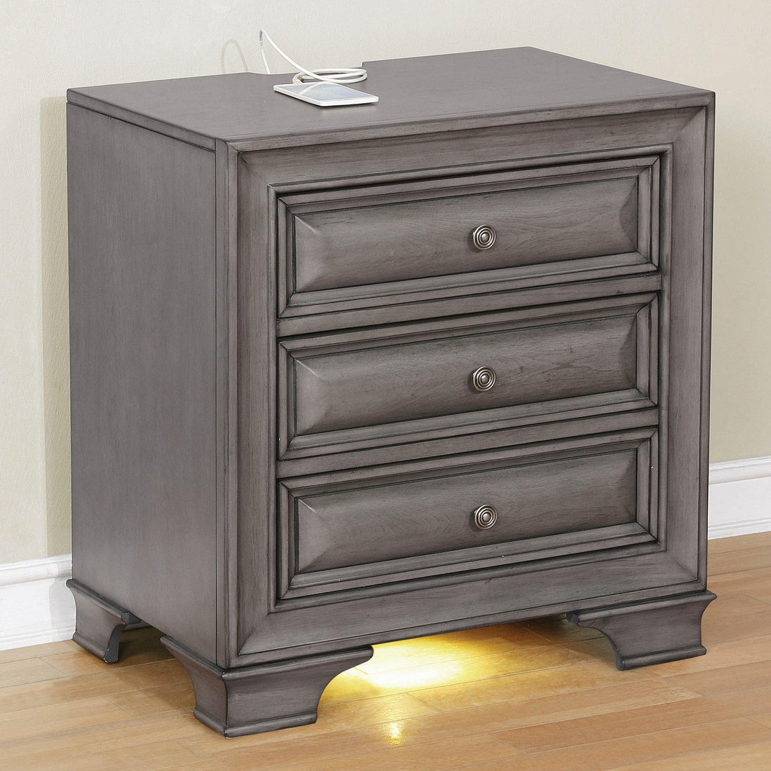  Furniture of America Brandt 3-Drawer Nightstand CM7302GY-N IMAGE 1