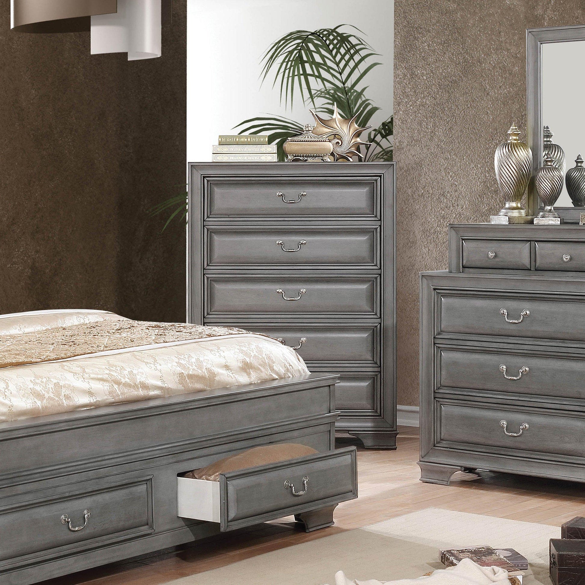  Furniture of America Brandt 5-Drawer Chest CM7302GY-C IMAGE 2