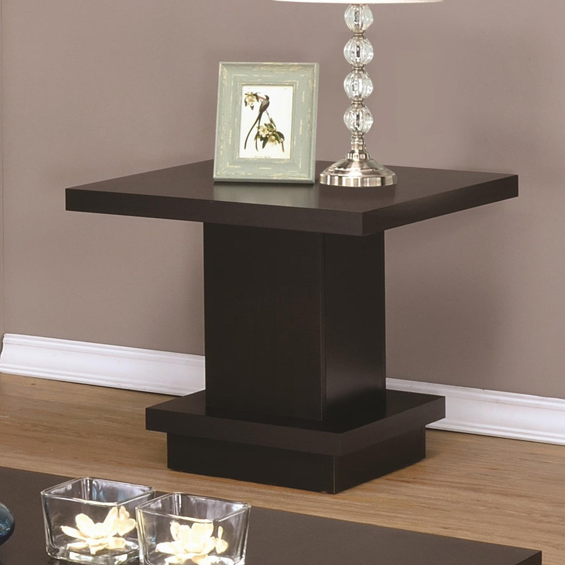  Coaster Furniture Reston 705167 Square Engineered Wood Side End Table - Cappuccino IMAGE 1