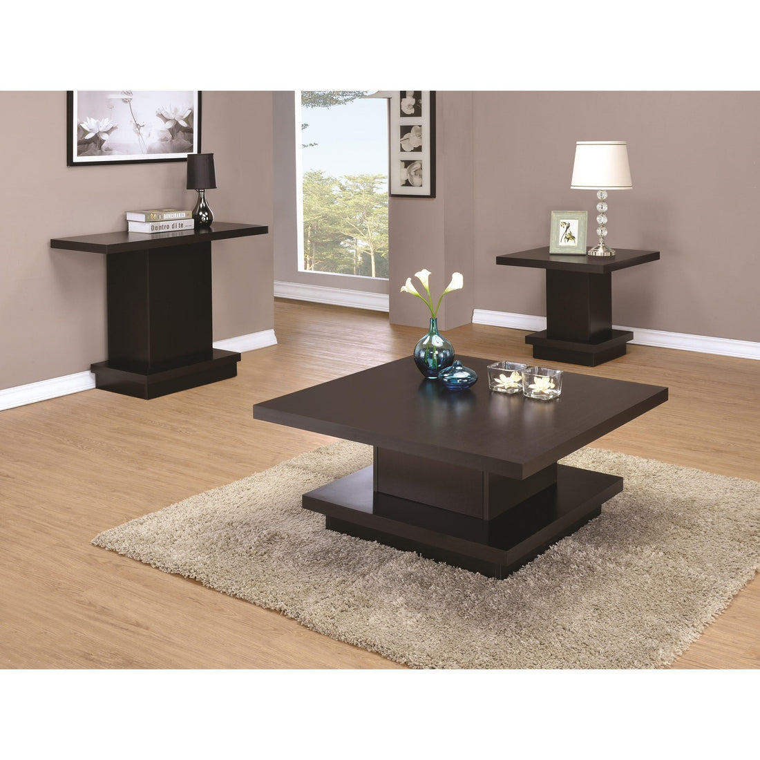  Coaster Furniture Reston 705167 Square Engineered Wood Side End Table - Cappuccino IMAGE 1