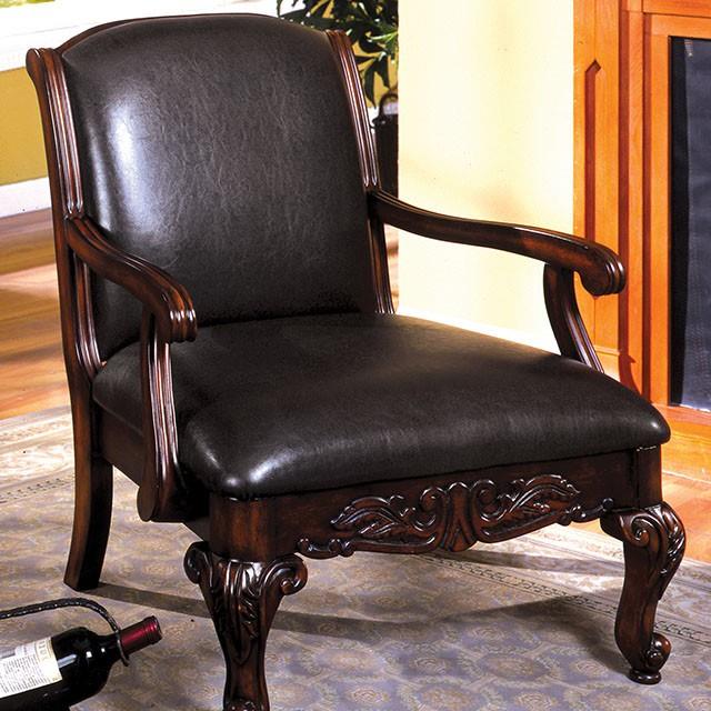  Furniture of America Sheffield Stationary Leatherette Accent Chair CM-AC6177-PU IMAGE 1