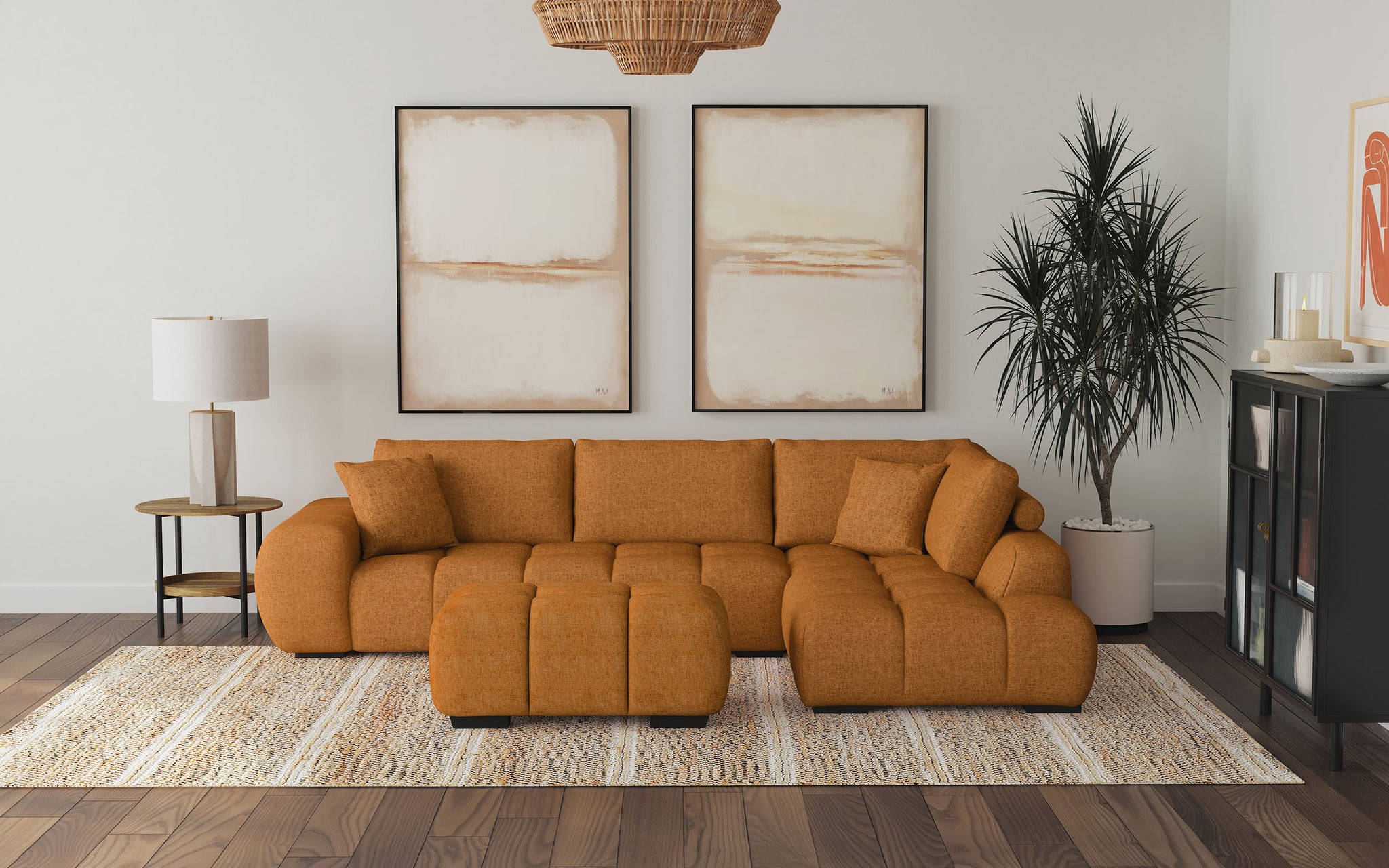 Camacho Orange Sectional Sofa