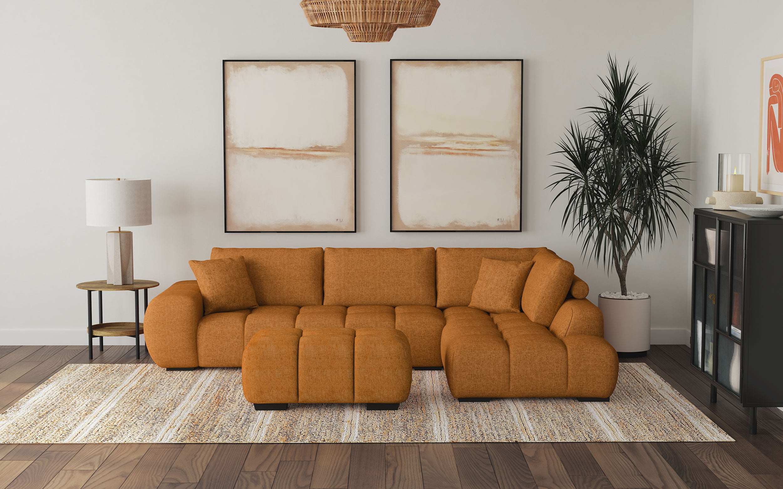Camacho Orange Sectional Sofa