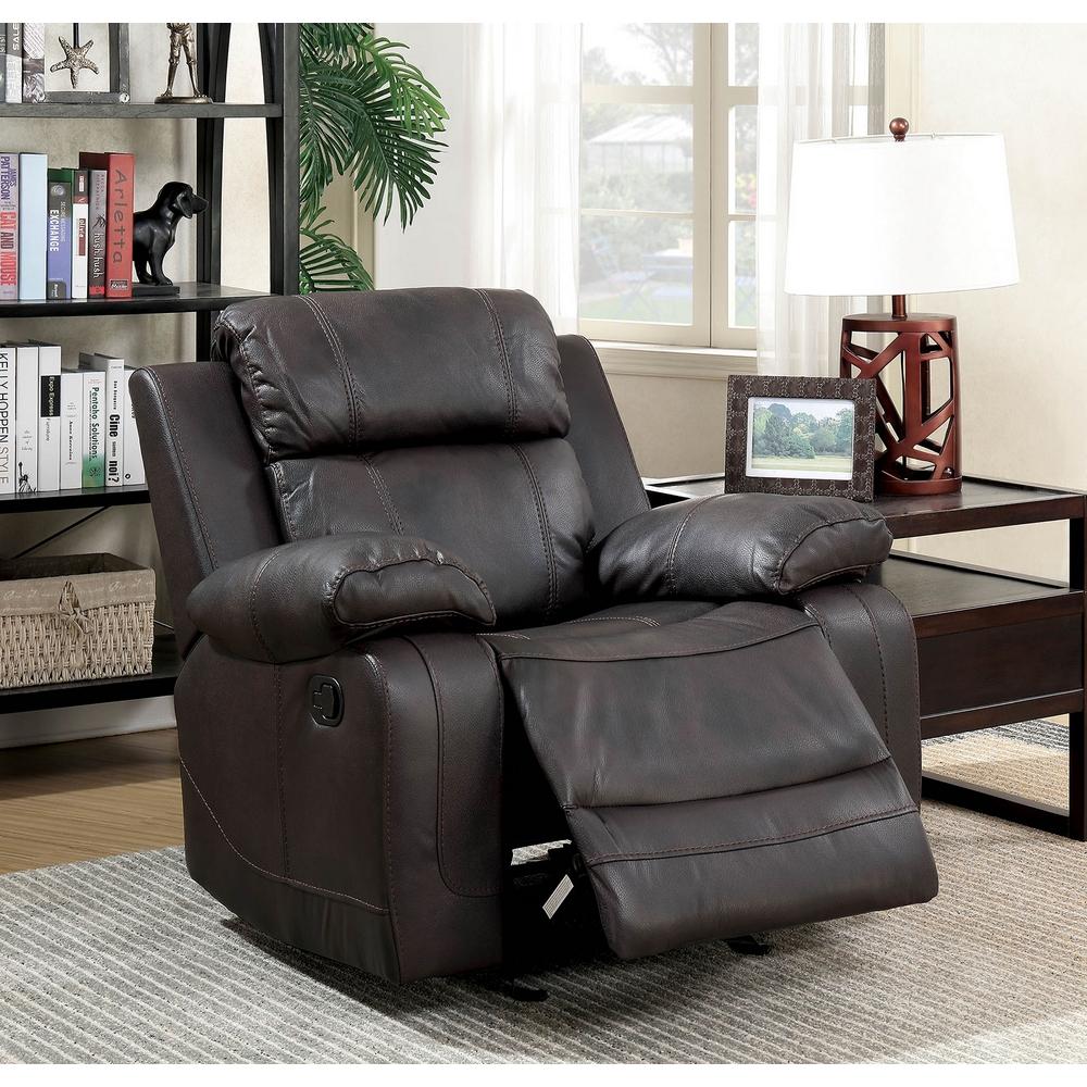  Furniture of America Pondera Leather Look Recliner CM6568-CH IMAGE 1