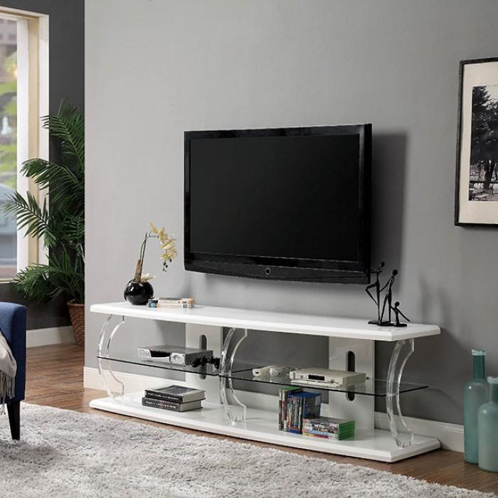  Furniture of America Ernst TV Stand with Cable Management CM5901WH-TV-60 IMAGE 1