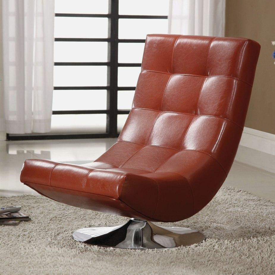  Furniture of America Trinidad Swivel Leather Accent Chair CM-AC6912R IMAGE 1