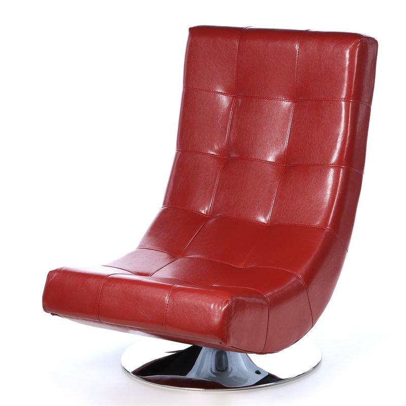  Furniture of America Trinidad Swivel Leather Accent Chair CM-AC6912R IMAGE 1